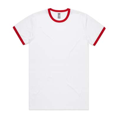 ﻿﻿The AS Colour Staple Ringer Tee is a regular 180gsm combed cotton tee.  Contrast cuffs and neck line.  3 colours.  S - 3xl available.  Great branded tees from AS Colour.