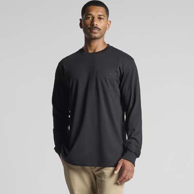 The AS Colour Classic Pocket Long Sleeve Tee is a heavyweight, 220gsm cotton tee with tonal colour pocket.  S - 2XL.  Black or White available. 