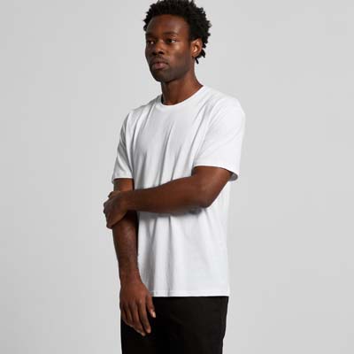 The AS Colour Staple Minus Tee is a shorter version of the staple tee.  S - 3xl.   6 colours.  Great quality tee for your branded merch label.