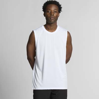 The AS Colour Staple Active Tank is a regular, midweight, 150gsm recycled polyester singlet,  UPF ratings available.  3 colours, S - 3XL.