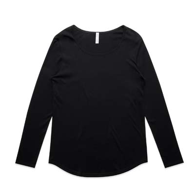 The AS Colour Womens Mali Long Sleeve Tee is a regular fit, 150gsm, 100% cotton long sleeve tee. Black or White. Great long sleeve option for your brand.