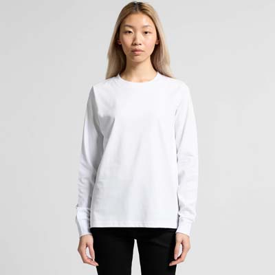 The AS Colour Maple Long Sleeve Tee is a midweight, 180gsm cotton long sleeve tee.  In popular Maple style from AS Colour. Black or White.  XS - 2XL.