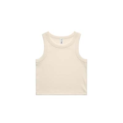 The AS Colour Womens Organic Rib Crop Tank is a heavyweight, 330gsm 95% cotton singlet.  11 colours.  XS - XL.  Great option for branded crop singlets from AS Colour.