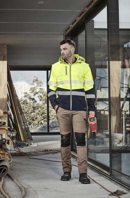 The Syzmik Streetworx 2 in 1 Stretch Softshell is a bonded polyester, 330gsm softshell jacket.  2 colours. XXS - 7XL.  Great hi vis softshells and workwear from Syzmik.
