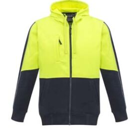 The Syzmik Unisex Hi Vis Full Zip Hoodie is made from 100% Polyester.  320gsm.  Garment complies with Standards for Hi Visibility Safety Garments.  6 colours.  This style replaces ZT480.