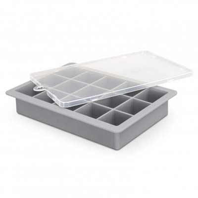The TRENDS Blizzard Ice Tray is made from flexible silicone for easy ice cube release.  15 compartments.  Stackable.  Printing available with your logo.