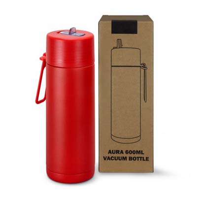 Description Stay hydrated on the go with the double wall stainless steel TRENDS Aura 600ml Vacuum Bottle. Lightweight and durable it features a flip-valve sipper that conveniently folds into the lid, and a practical silicone carry-loop strap. The unique stainless steel inner straw is functional with the added benefit of reducing the use of plastic components. With a matte powder coated finish and a stunning range of vibrant colours, the Aura bottle is designed to easily fit into backpacks and most car cup holders - your perfect companion for work, home, or the gym.