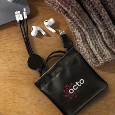The TRENDS Blakely Tech & Accessory pouch is designed for storing tech accessories, cosmetics, jewellery & more.  Black.  Print or debossed branding.