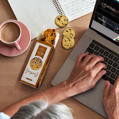 Yummmm - the TRENDS Cookie pack! Choose between chocolate chip or anzac cookies with your full colour branding across the packaging!  Perfect client gifts.