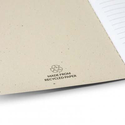 The Terra Recycled Paper Soft Cover Notebook is an a5 soft cover notebook made from certified recycled paper. 2 colours. 32 pages. Print front or back with your logo.
