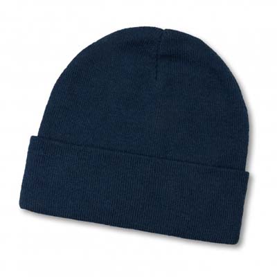The TRENDS Everest Recycled Beanie is a warm knitted acrylic beanie with roll up cuff. Recycled polyester. Black or Navy. Embroidery available.
