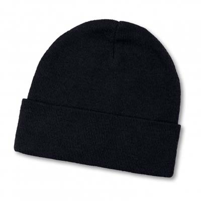 The TRENDS Everest Recycled Beanie is a warm knitted acrylic beanie with roll up cuff. Recycled polyester. Black or Navy. Embroidery available.