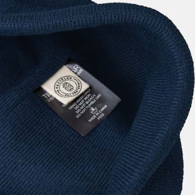 The TRENDS Everest Recycled Beanie is a warm knitted acrylic beanie with roll up cuff.  Recycled polyester.  Black or Navy.  Embroidery available.  