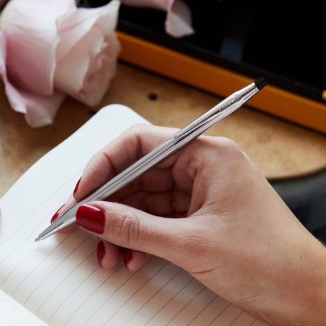 The Cross Century II ballpoint pen has timeless style and elegance.  Polished Chrome Barrel with chrome plated appointments.  Engraving available.