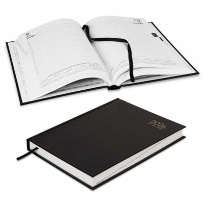 The Collins A5 Daily Diary is always a firm favourite.  Textured hard cover, week to view format.  Multiple branding options available including foil printing.