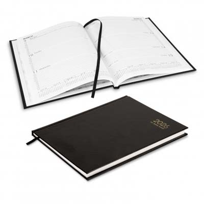 The Collins A5 Weekly Diary is always a firm favourite.  Textured hard cover, week to view format.  Multiple branding options available including foil printing.