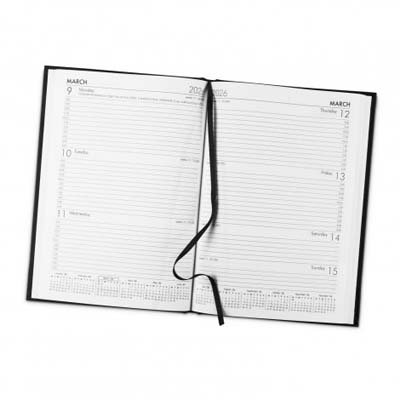 The Collins A5 Weekly Diary is always a firm favourite. Textured hard cover, week to view format. Multiple branding options available including foil printing.