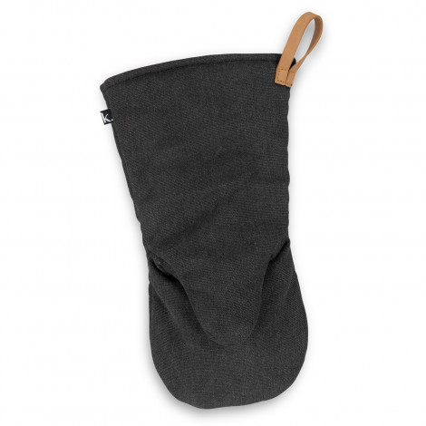 The Keepsake Canvas Oven Mitt is a 300gsm cotton canvas mitt. Washed black outer and black/white striped lining. Add a full colour logo for your brand.