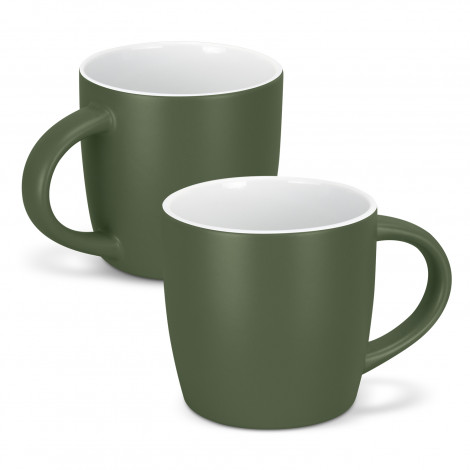 The TRENDS Mocha Coffee Mug is a modern 330ml mug. 15 colours available. Matte glazed out with white gloss glazed inner. Printing available for your logo.