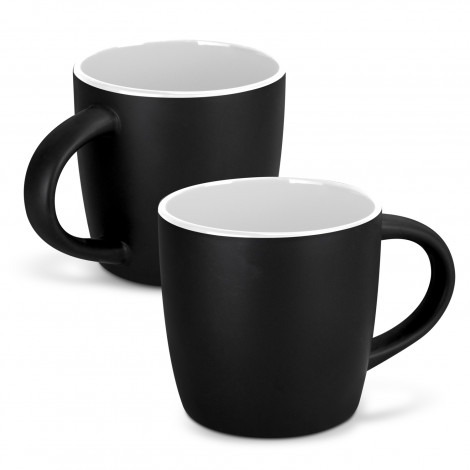The TRENDS Mocha Coffee Mug is a modern 330ml mug. 15 colours available. Matte glazed out with white gloss glazed inner. Printing available for your logo.