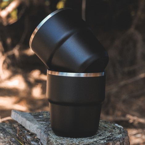 The TRENDS Frontier Stackable Cups are 2 x 300ml double wall, powder coated cups.  In Black.  Available with printing or engraving of your logo.