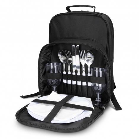 The Trends Montague Picnic Backpack is a practical 2 person picnic backpack.  600D Polyester.  Insulated compartment.  In Black.  Multiple branding options.