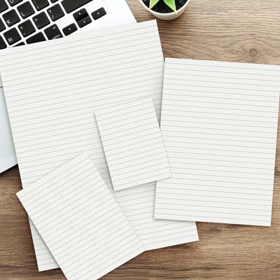 The Office Note pad is a very affordable A7 note pad.  25 leaves of 70gsm paper with lines on one side.  This item cannot be branded.
