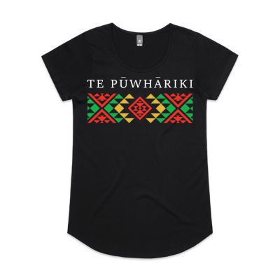 The TE PŪWHĀRIKI Womens Tee is a 150gsm tee with logo on front and tui symbol on the back of the neck.  XS - 3XL available. Preorder only.
